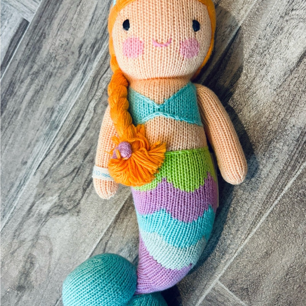 Knit Mermaid Plush Toy in Orange & Multicolor - Picture 2 of 4